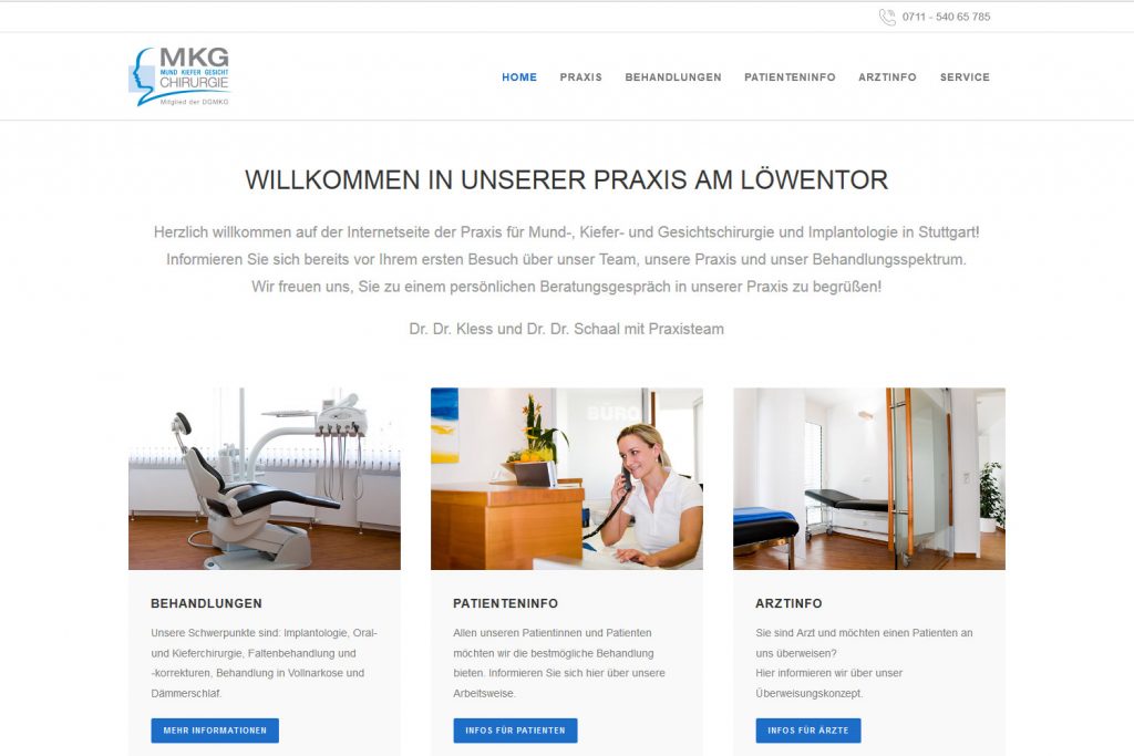 Praxiswebsite Kieferchirurg erstellen lassen Stuttgart
